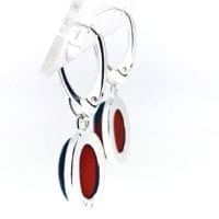 Simple Oval Cherry Amber Set In Sterling Silver Dangling Earrings
