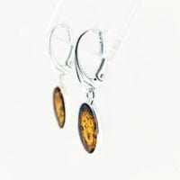 Cognac Amber French Hook Dangling Earrings