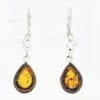 Fancy Flat-Cut Tear-Drop Shape Cognac Amber Dangling Earrings