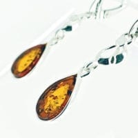 Fancy Flat-Cut Tear-Drop Shape Cognac Amber Dangling Earrings