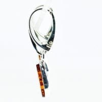 Fancy Flat-Cut Tear-Drop Shape Cognac Amber Dangling Earrings