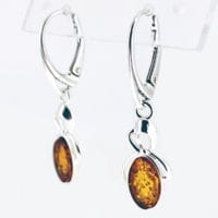 Fancy Flat-Cut Oval Shape Cognac Amber Dangling Earrings