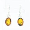Fancy Flat-Cut Oval Shape Cognac Amber Shamrock Design Dangling Earrings