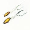 Fancy Flat-Cut Oval Shape Cognac Amber Shamrock Design Dangling Earrings - Image 3
