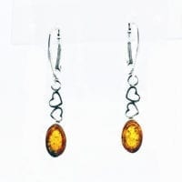 Fancy Flat-Cut Oval Shape Cognac Amber Dangling Earrings