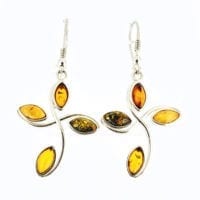Multi-color Amber Cross Design Dangling Earrings