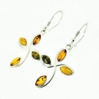 Multi-color Amber Cross Design Dangling Earrings