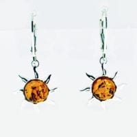 Cognac Amber Set in Sterling Silver Sun Earrings