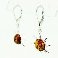 Cognac Amber Set in Sterling Silver Sun Earrings