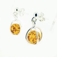 Cognac Amber Cage Design Dangling Earrings