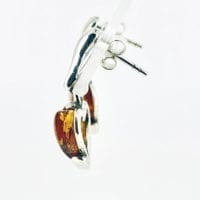 Cognac Amber Contemporary Heart Shape Dangling Earrings