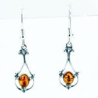 Cognac Amber French Hook Dangling Earrings