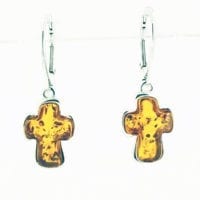Cognac Amber French Hook Dangling Earrings