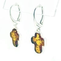 Cognac Amber French Hook Dangling Earrings