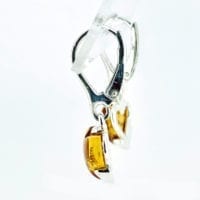 Cognac Amber Contemporary Heart Shape Dangling Earrings