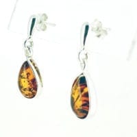 Cognac Amber Tear-Drop Shape Dangling Earrings