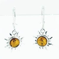 Cognac Amber Dangling Sun Earrings