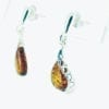 Cognac Amber Tear-Drop Shape Dangling Earrings - Image 2