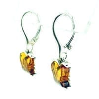 Cognac Amber butterfly Shape Dangling Earrings