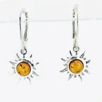 Cognac Amber Dangling Sun Earrings