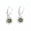 Green Amber Dangling Sun Earrings