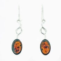 Oval Cognac Amber Dangling Earrings