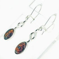Oval Cognac Amber Dangling Earrings