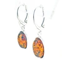 Oval Cognac Amber Dangling Earrings