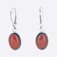 Oval Cherry Amber Dangling Earrings