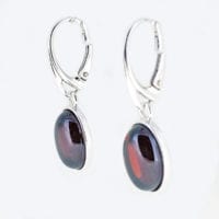 Oval Cherry Amber Dangling Earrings