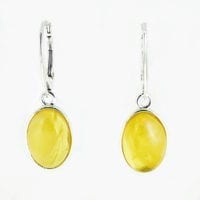 Oval Butterscotch Amber Dangling Earrings