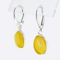Oval Butterscotch Amber Dangling Earrings