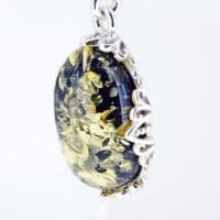 Oval Green Amber Dangling Earrings