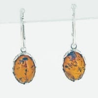 Oval Cognac Amber Dangling Earrings