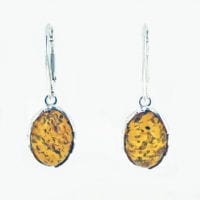 Oval Cognac Amber Dangling Earrings