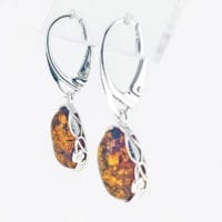 Oval Cognac Amber Dangling Earrings