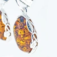 Oval Cognac Amber Dangling Earrings