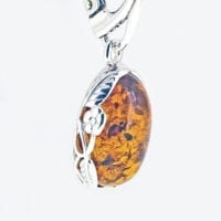 Oval Cognac Amber Dangling Earrings