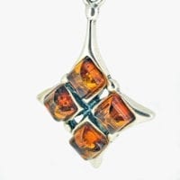 Cognac Amber Diamond Shape Design Dangling Earrings