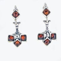 Cognac Amber Fan Shape Design Dangling Earrings