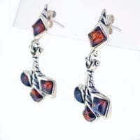 Cognac Amber Fan Shape Design Dangling Earrings