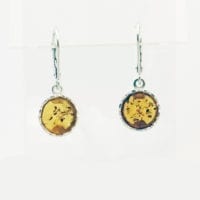 Round Shape Cognac amber Dangling Earrings