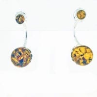 Round Cognac Amber Post Earrings