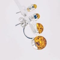 Round Cognac Amber Post Earrings