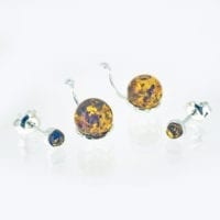 Round Cognac Amber Post Earrings