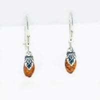 Oval Cognac Amber Classic Design Dangling Earrings