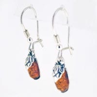 Oval Cognac Amber Classic Design Dangling Earrings