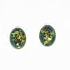 16 x 12 mm Green Amber Set In Sterling Silver Post Earrings