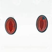 12 x 8 mm Oval Cherry Amber Post Earrings