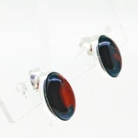 12 x 8 mm Oval Cherry Amber Post Earrings